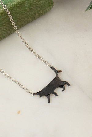 silver cat necklace