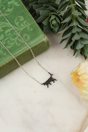 silver cat necklace
