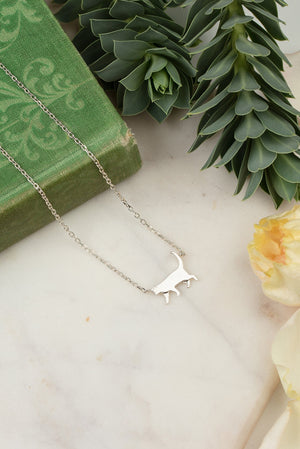 silver cat necklace