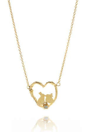 Kissing Bunnies Heart Necklace