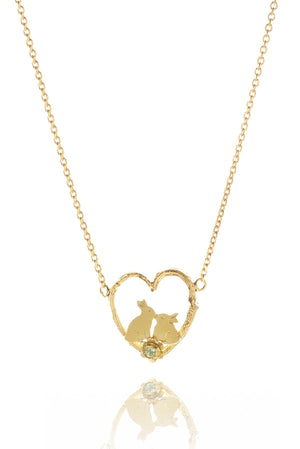 Kissing Bunnies Heart Necklace