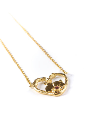 Kissing Bunnies Heart Necklace