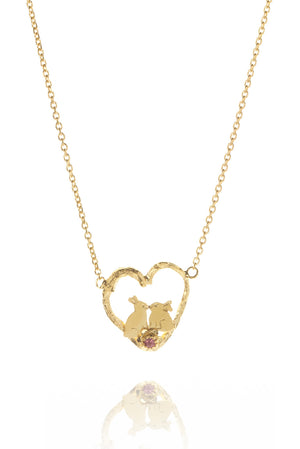 Kissing Bunnies Heart Necklace