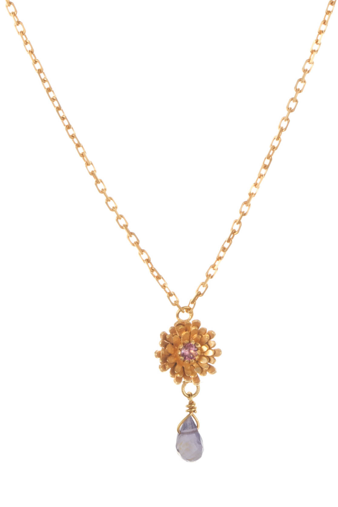 Dahlia Pendant with Briolette Drop