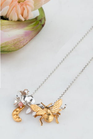 Sweet Pea And Bee Necklace