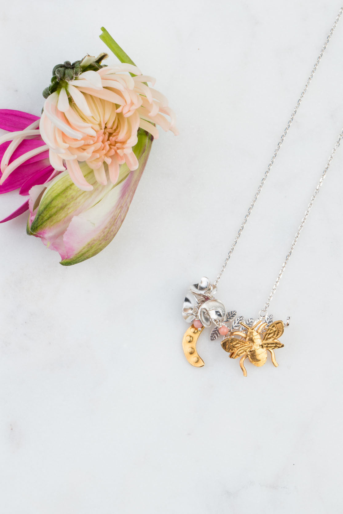 Sweet Pea And Bee Necklace amandacolemanwholesale