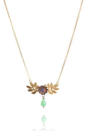 Dahlia and Leaf Necklace