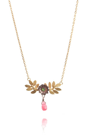 Dahlia and Leaf Necklace