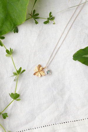 Marquise flower and Aralia leaf necklace