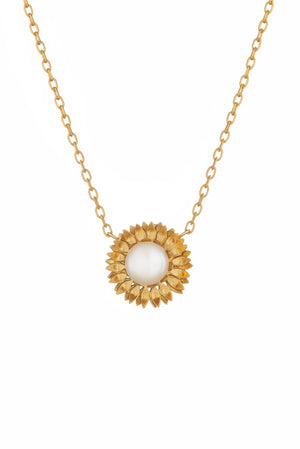 Sunflower Pearl Necklace in Sterling Silver
