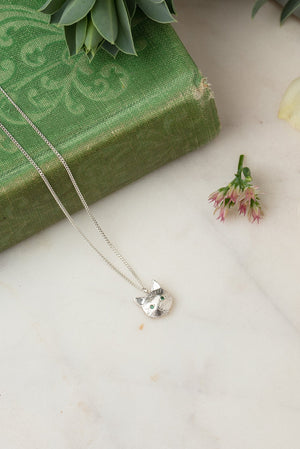 silver cat necklace