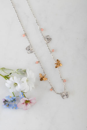 mini bee and butterfly necklace