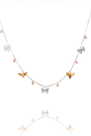 mini bee and butterfly necklace