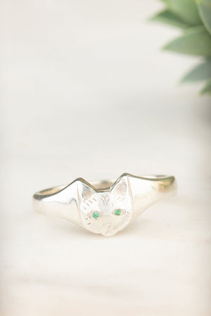 silver cat ring